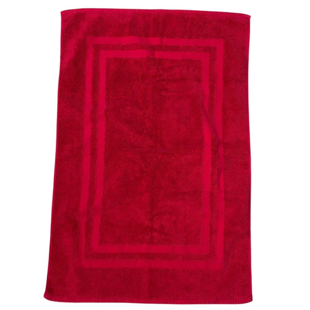 Fieldcrest Royal Velvet Red Terrycloth Bath Mat Vintage Cotton 23" x 35" 1970s